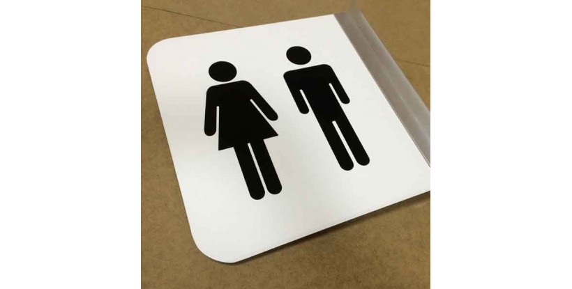 Señalización baño blanca y negra
