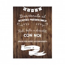 Cartello Benvenuto al Matrimonio in Legno