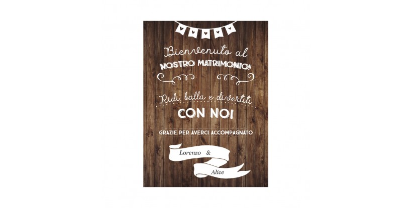 Cartello Benvenuti al Matrimonio in Legno