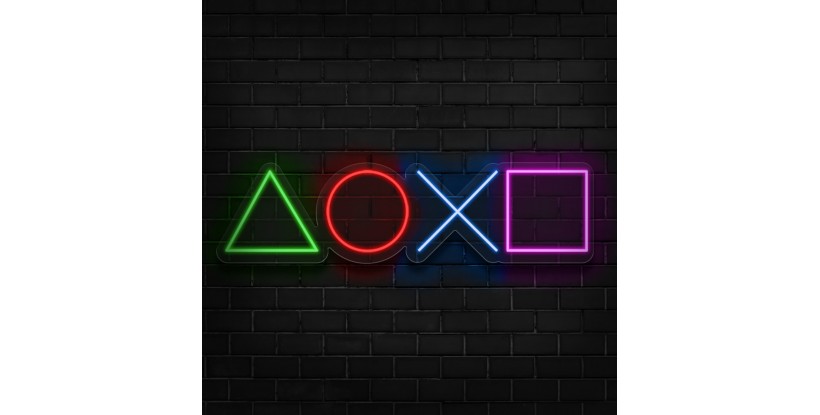 Neón símbolos Play Station