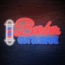 Neón para barbería 'Barber Cut and Save'