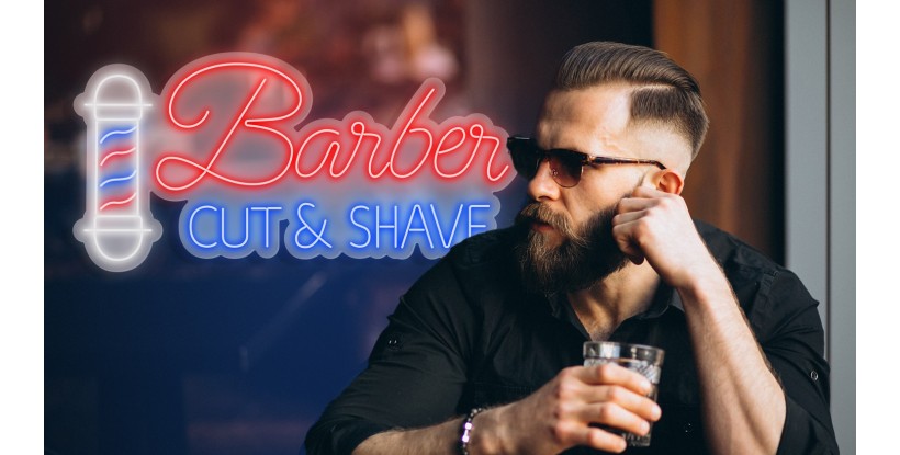 Neón para barbería 'Barber Cut and Save'
