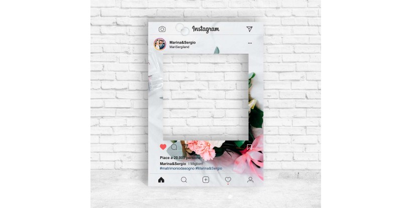 Cornice Instagram con Ramo di Fiori per Photobooth