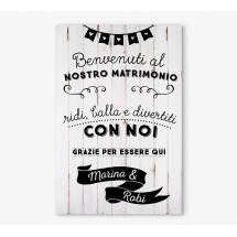 Cartello di Benvenuti al Matrimonio in Legno Bianco