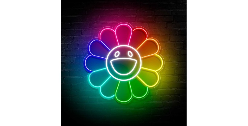Neón Flor Sonrisa Arco Iris