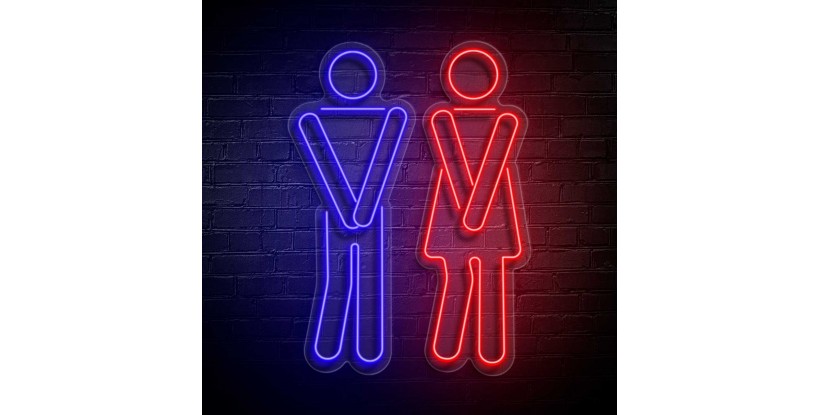 Neón iconos baño chico y chica