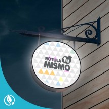 Insegna rotonda luminosa con staffe